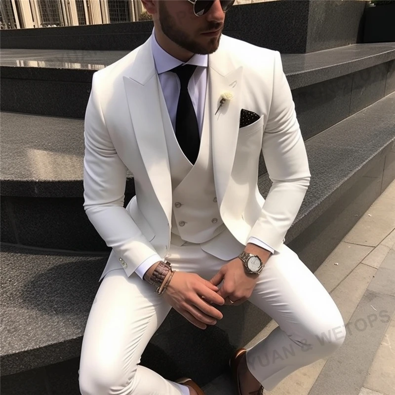 Custom Clothing Manufacturers Slim Fit Blazer 3 Pcs Set Wedding Formal ...