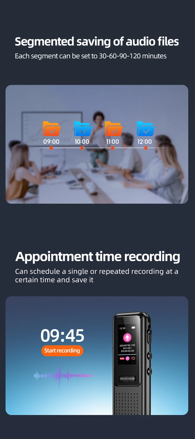 ZD39 Pocket Recording Pen 48KHZ Mini Voice Recorder 1536kbps Audio Recording Tool for Conference & Lecture