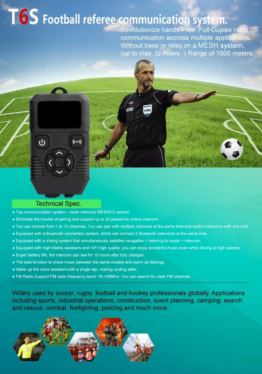The Referee Coaching Staff Dedicated Full-Duplex Walkie Talkie Mesh Mesh Connection Technology Supports up to 32 People to Link