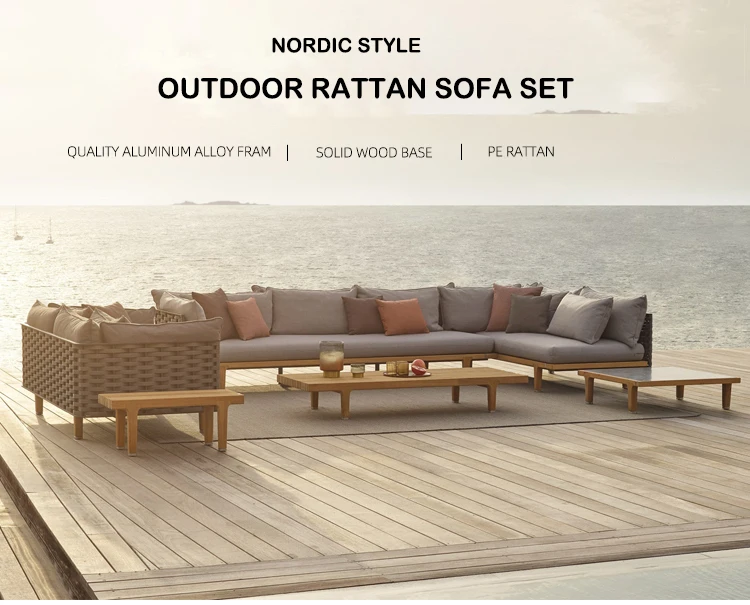 Modern Luxury Leisure Outdoor Garden Furniture Rattan 5 Seater Sofa Sets Patio Furniture