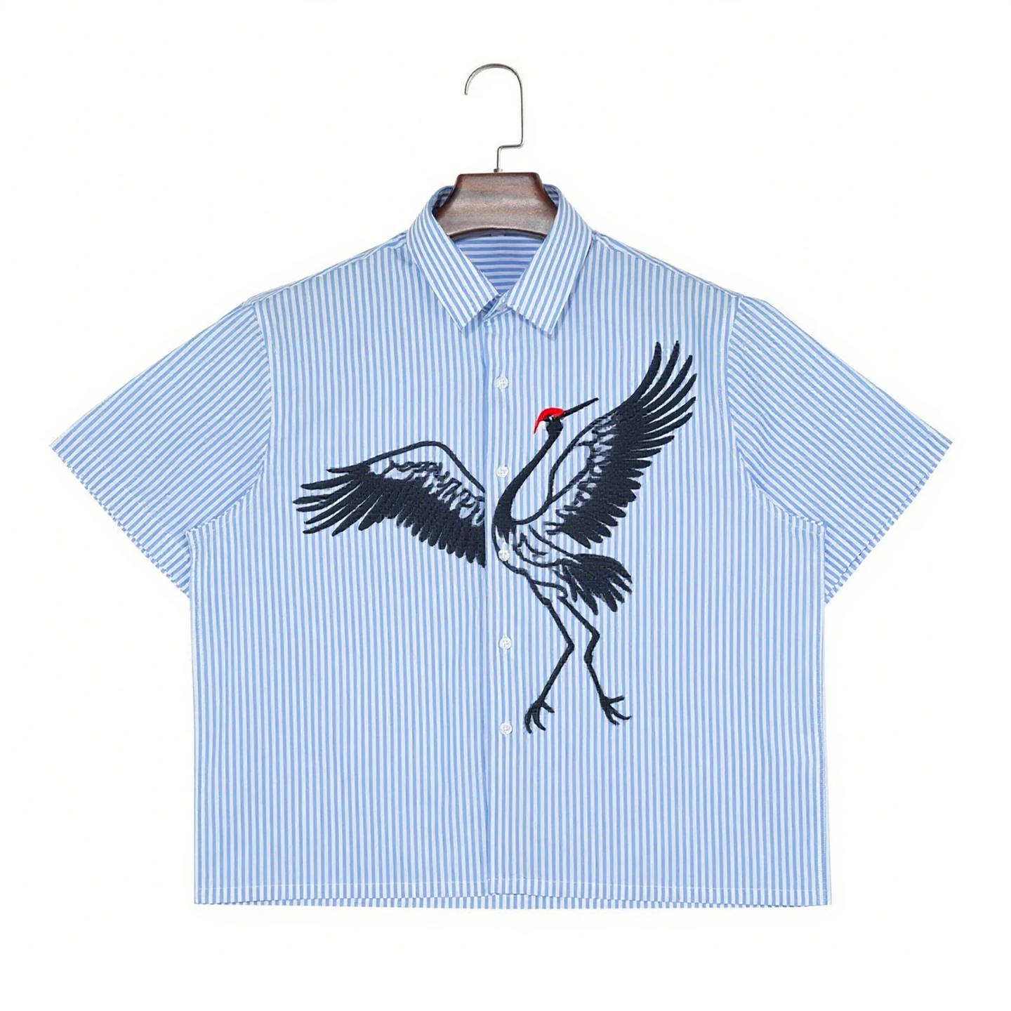 Custom Men's Striped Boxy Fit Summer Shirts 100% Cotton ODM Anti-Shrink Anti-Pilling Breathable Features Screen Printed Logo details