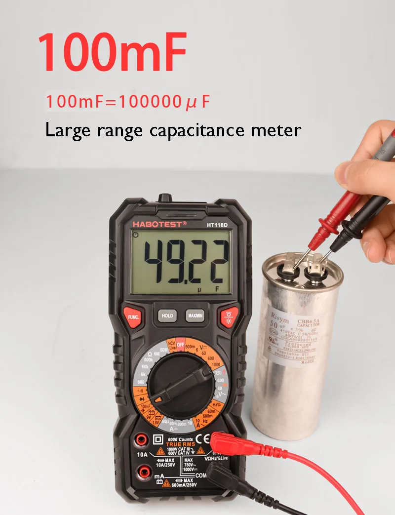 Professional 1000V DC Digital Multimeter with Double Color Backlight and High Voltage Measurement for Industrial Use