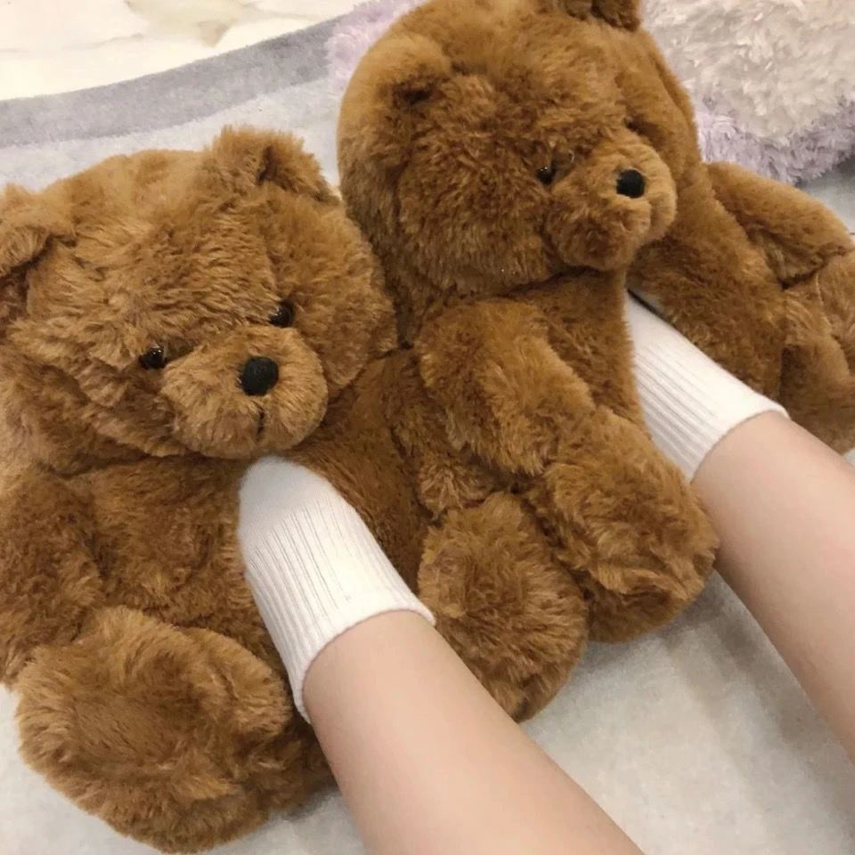 Teddy Bear Plush Slippers For Women Teddy Bear Women Plush