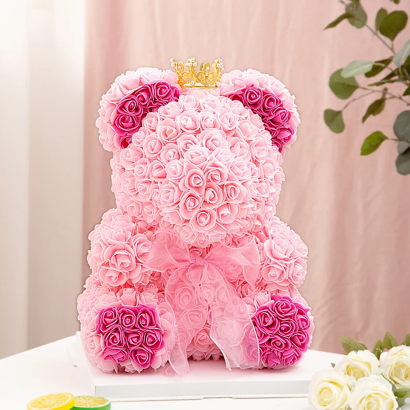 PE Foam Flower Red Rose Teddy Bear for Valentine's More