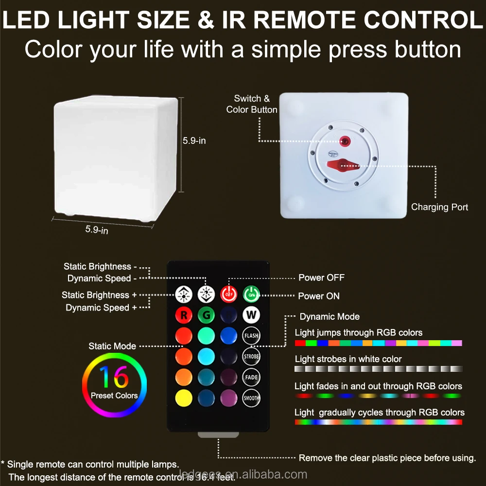 59 inch led glowing cube square stool ip65 outdoor waterproof cube light led remote controlled cube-4