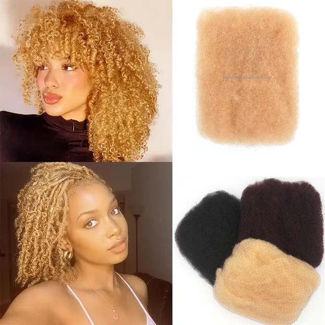 KAMA Wholesale Remy Afro Kinky Curly Crochet Bulk Human Hair Extensions for Braids/Minitwist/Locs-Unprocessed Thick