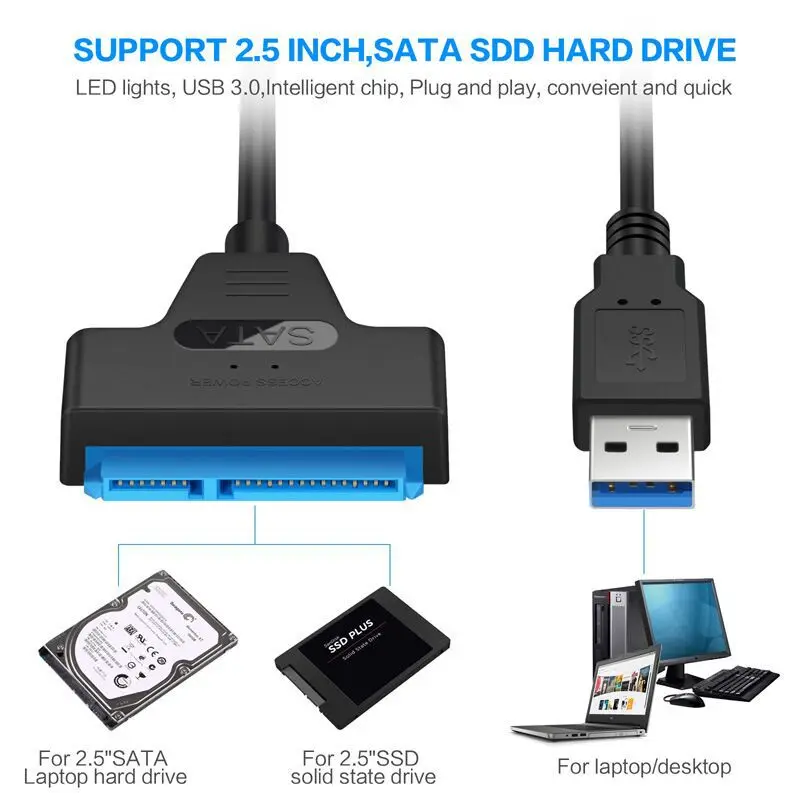 Factory In Stock SATA Hard Disk Data Cable 2.5inch HDD USB 3.0 To SATA Cables