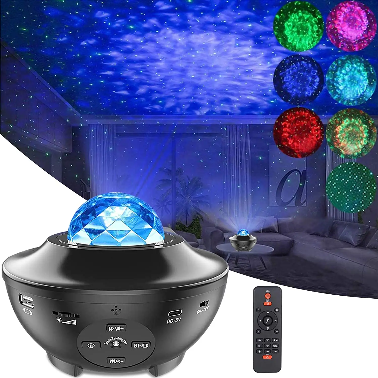 Wholesale Hot Sale Starry Sky Projector LED Wave Light Projector, Relaxation, Night Light for Christmas Gift m.alibaba.com