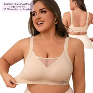 Polyamide Seamless Wireless Adjustable Thin Breathable Spandex Back Buckles Large Size Push-up Woman Bra Plus Size Bralette