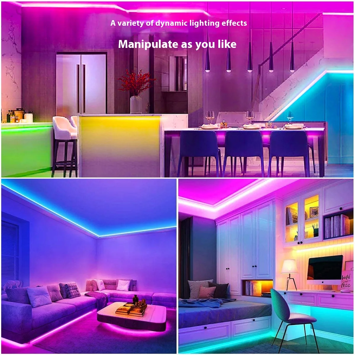Multi-Color SMD 3535 LED Light Strip Adjustable RGBIC Environmentally Friendly Infrared Remote Control IP20 Copper Lamp Body