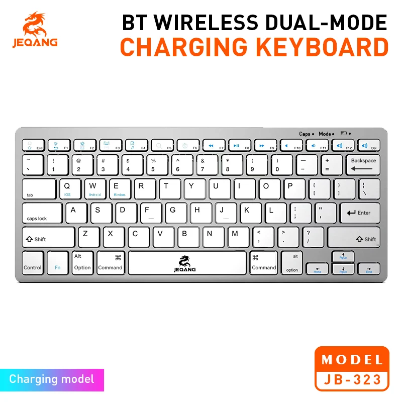 Jeqang Rechargeable Wireless Keyboard Easy-to-Carry BT for Laptops Type C Charging Optical New Product Plastic Material