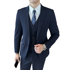 Pants2026 Men's Plus Size 3-Piece Suit Set Professional Wedding Business Formal Clothing Asian Korean Style Polyester/Cotton