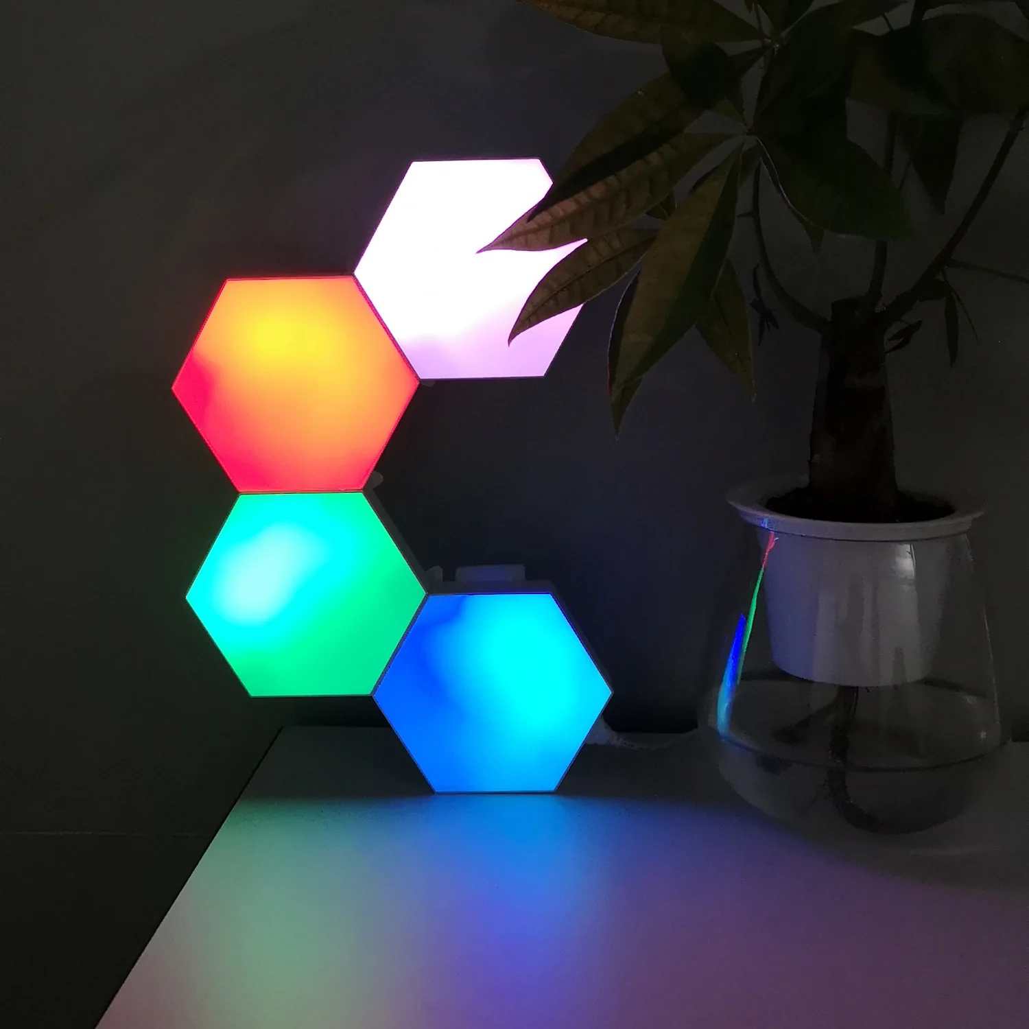DIY Smart Rhythm Music Syncing Honeycomb Smart LED Light Panels Home Decor Accessories 3d Wall Lamp with Sticker Hexagon Tile