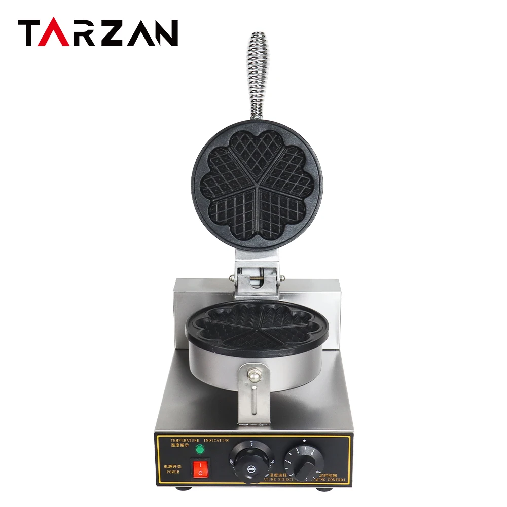 1-Plate 5-heart Commercial Professional waffle maker machine with iron cast cover for sale