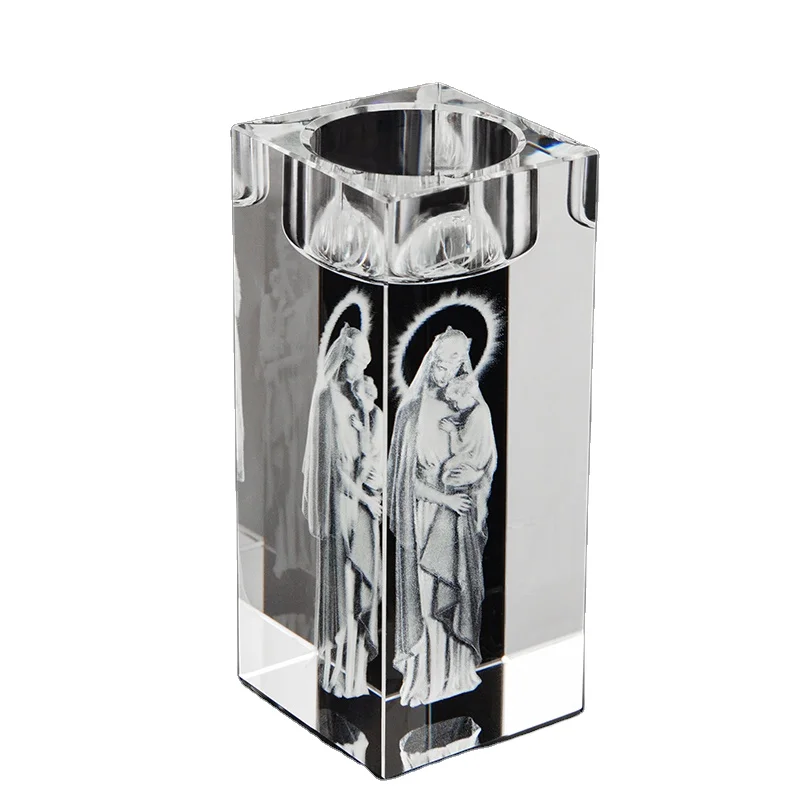 3D Laser Engraved Wedding Gifts Crystal Candle Holders For Guests