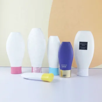 Cosmetic HDPE Plastic Sunscreen Bottle Custom Empty 30ml 40ml 50ml 60ml Orange Packaging for Skincare and Shampoo Use