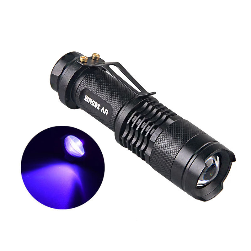 Mini Torcia UV LED 9 Luci Ultravioletto &ndash; Alluminio, Luce Nera, Portachiavi, 4.5V, Nuova