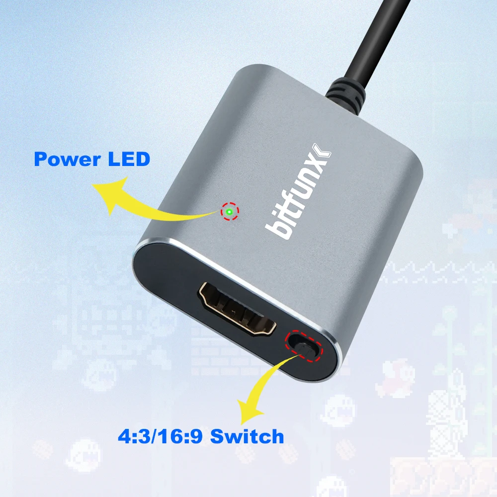 Bitfunx N64 HDMI Converter S-Videoコンポジットオートスイッチ