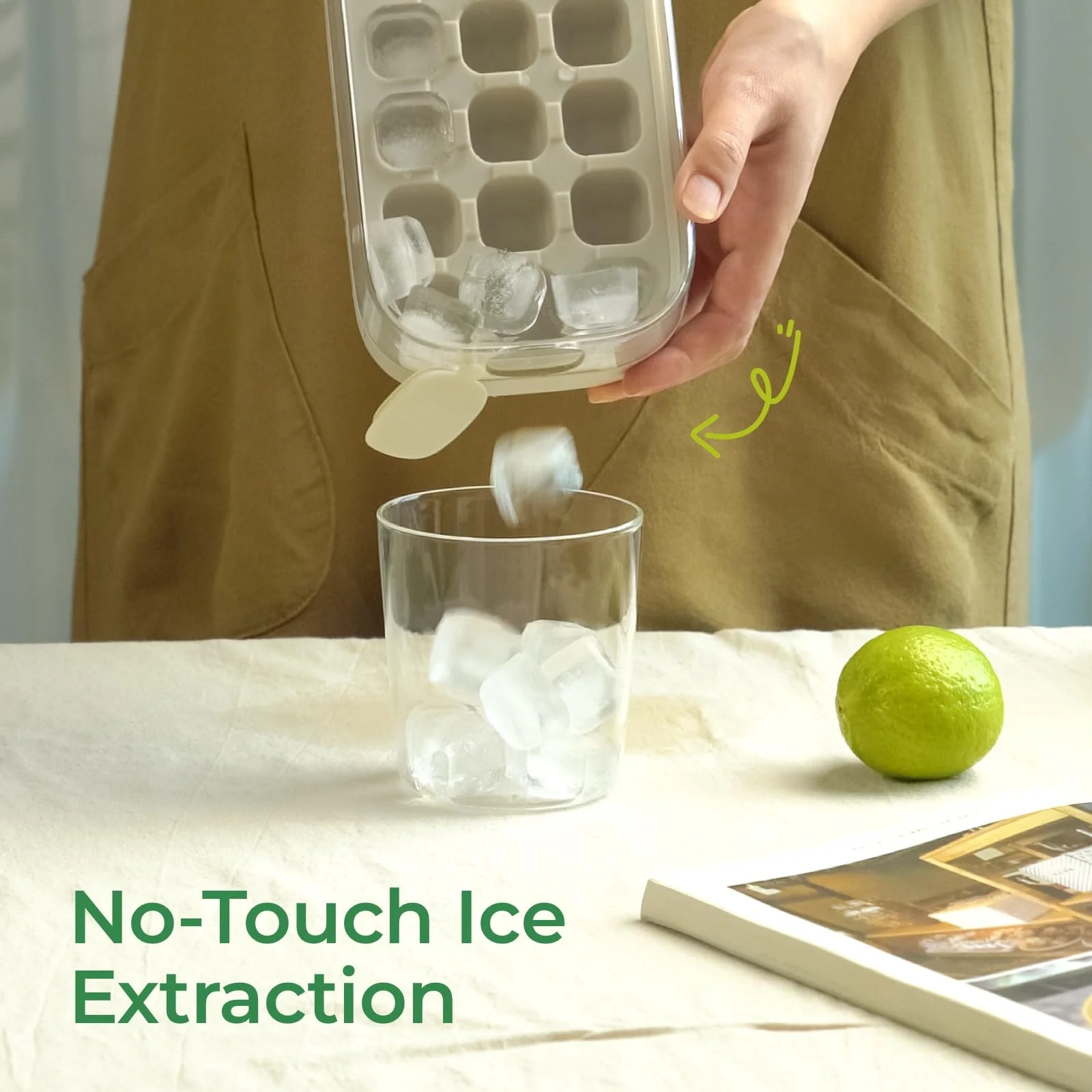 Easy Release Ice Cube Tray & Bin with Quick-Fill Mold