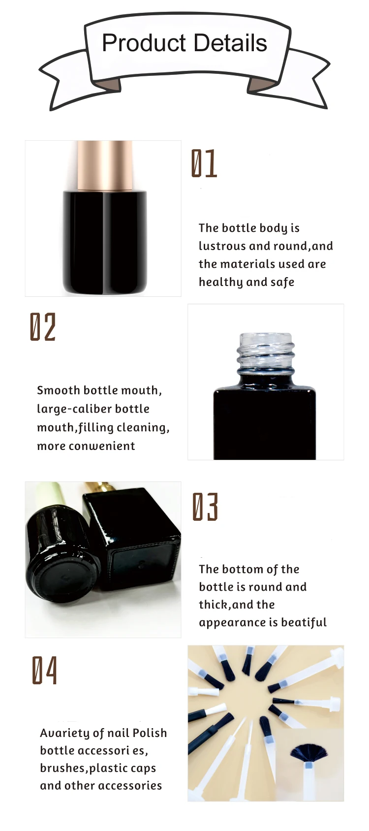 Custom Design Your Own Empty Unique Shape Square Nail Polish Bottles