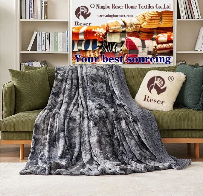Fluffy Soft Brushed Solid Fleece Throw Blanket Sherpa Plush Warm Mink Thick Faux Fur Eco-Friendly Machine Wash Bed Modern