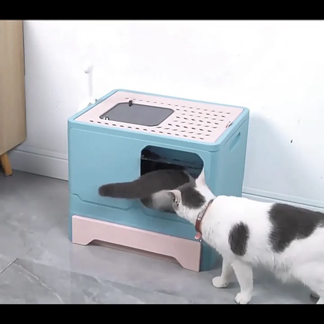 Fully Enclosed Foldable Antisplashing Cat Litter Box Drawer Type Cats
