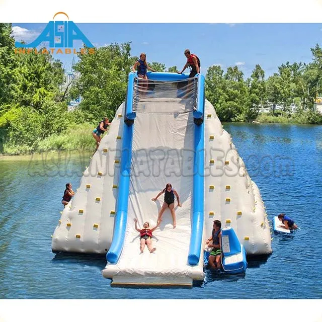 Inflatable Water Slide With Rock Climbing Iceberg/ Lake Water Park Slides  for Water Park Equipment