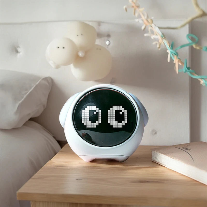 Custom logo Emoticon Voice Control LED Digital Clock Touch Sensor Lamp 2 Modes Snooze Desk Table Bedside Bedroom Living Room