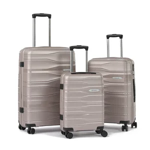 PP Luggage Sets 3 PCS New Style Lightweight 4 Spinner Wheels TSA Lock Aluminum Trolley Easy to Carry for Trip