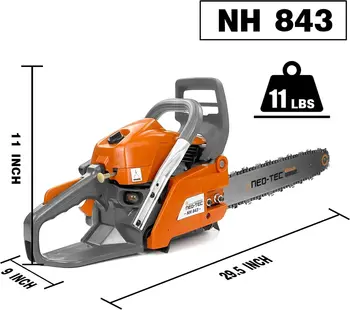 NEOTEC 43cc Gas Chainsaw NH843 with 16 Inch Guide Bar and Chain