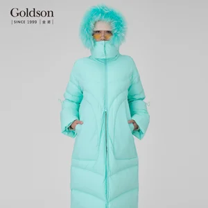 Winter Urban Raccoon Fur Trimmed Hood White Duck Down Women Down Coat Long for Ladies