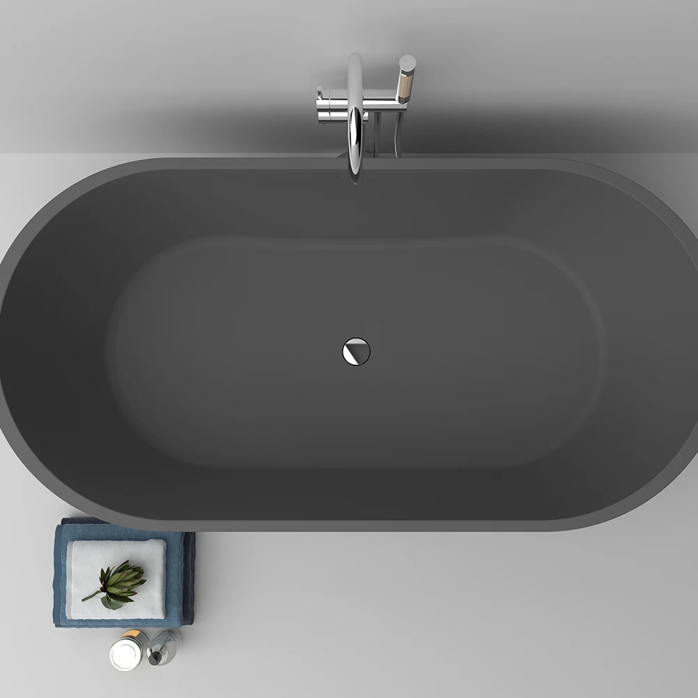 Black Matte Customized Freestanding Luxury Faux Stone Acrylic Bathtub