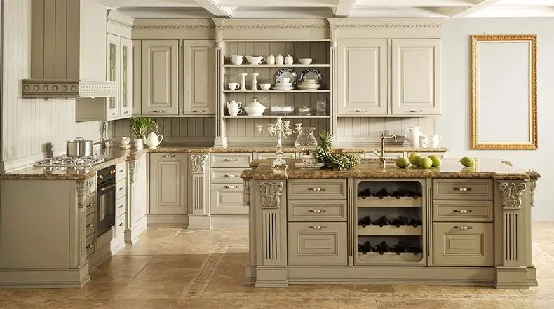 Antique custom design cheap bespoke ready assemble modular kitchen cabinet details