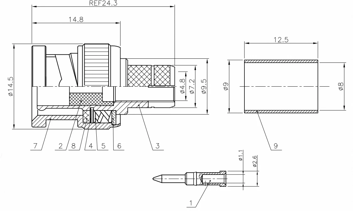 product bnc c 75j5 rf connector 75ohm male bnc connector for 50 5 cable for sale-4