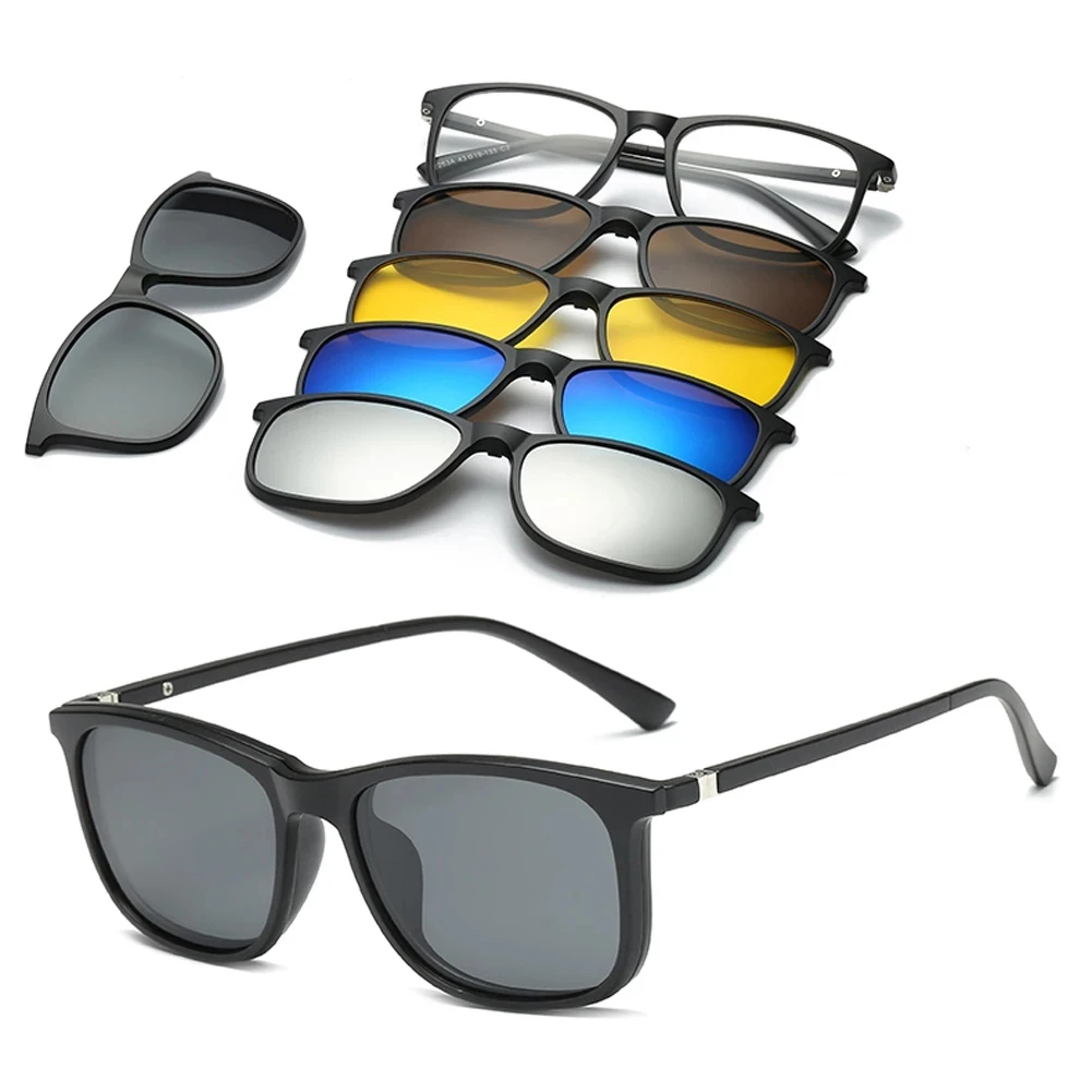 Custom 6 In 1 Polarized Magnetic Clip On Sunglasses - Oem