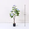 Purple hydrangea tree, 90cm tall (39 leaves, 6 flowers)