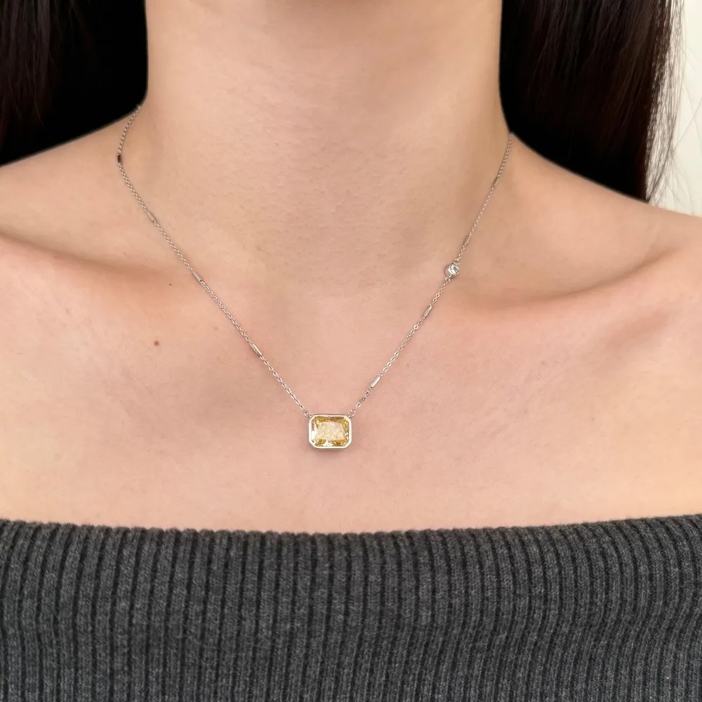 KAKODIY High Jewelry Simple Design 925 Sterling Silver Solitaire 4ct 8A Crushed Ice Cut Cubic Zirconia Pendant Necklace detail 7