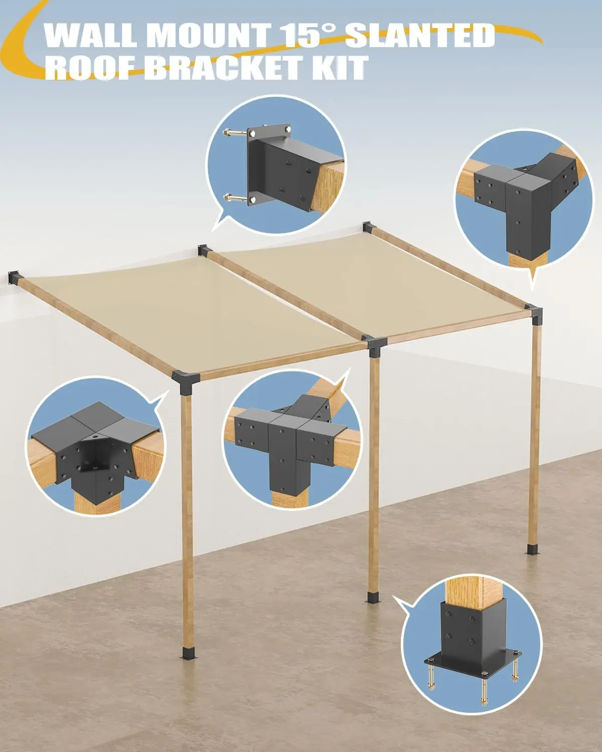 4 Staffe Per Pergola, Staffa Angolare A 45 Gradi, Per Rinforzare Pergole E Gazebo Adatte A Legname Da 2x4 Pollici Con Fori Di Drenaggio~p154166513