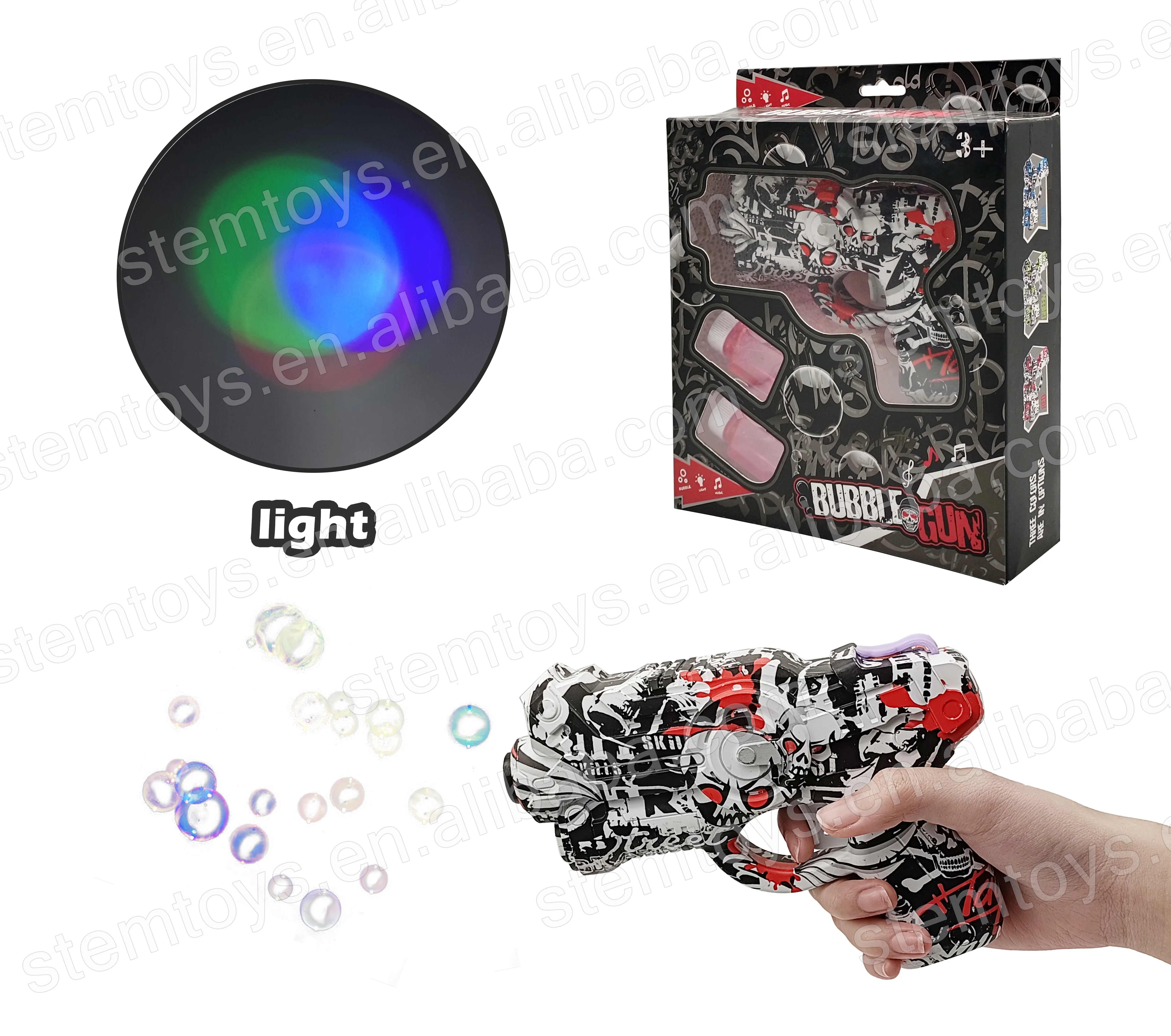 2022 New Arrival Auto Bubble Light Sounds Toy Gun High-Speed Plastic Pistol Outdoor Toys Water Bullet Super Grow Future Thinking
