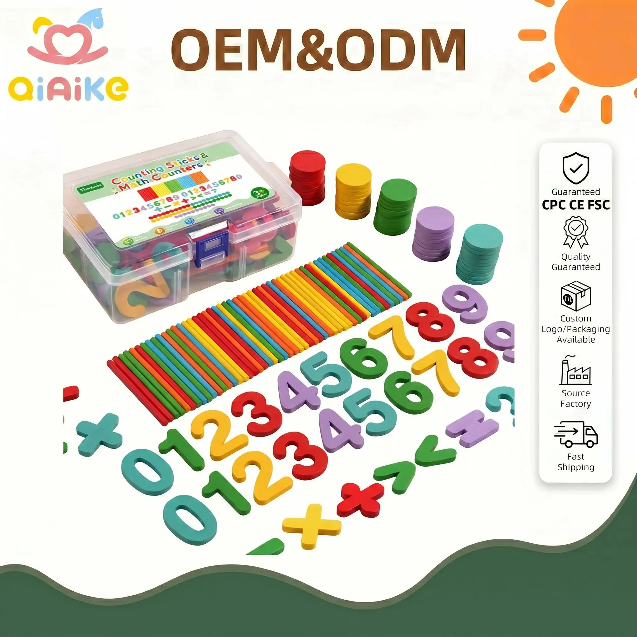 Set educativo per la matematica precoce: giocattolo in legno con asticelle per il conteggio, strumenti didattici per addizione e sottrazione, giocattoli educativi Montessori, bastoncini per contare