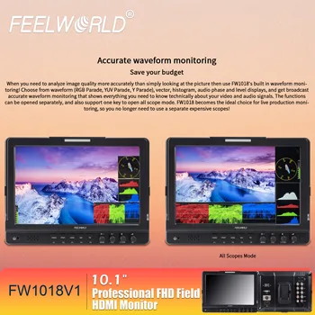 FEELWORLD FW1018 V1 10.1 Inch 1920x1200 IPS Camera Monitor with Peaking Focus Assist 3D LUT for DSLR OEM Factory Direct detail image