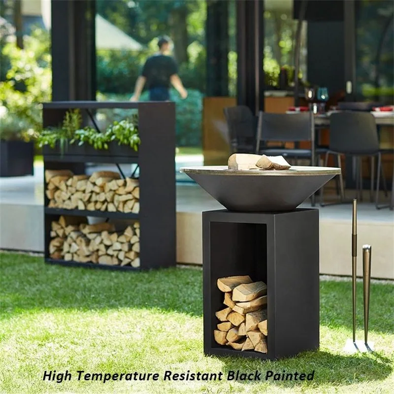 Heavy duty bbq grill burning wood corten steel outdoor barbecue bbq grills