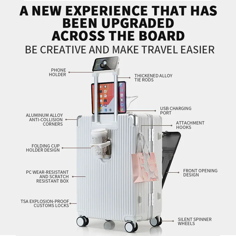 Custom Hard-Edged Swivel Small Suitcase with Wheels for Leisure and Business Carry-On Laptop Carrying