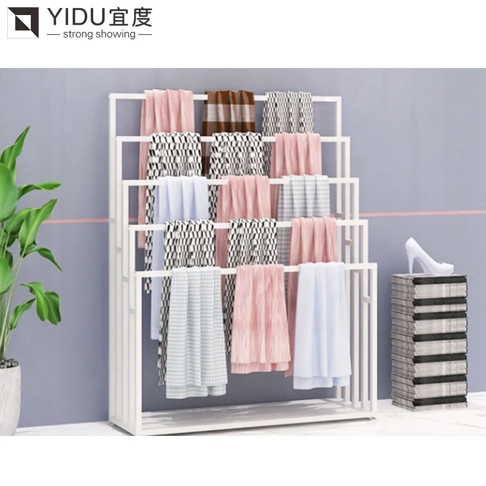 Professional Waterfall Carpet Rack Integrated with Tie Scarf Display Stand and Ceramic Showroom Rack