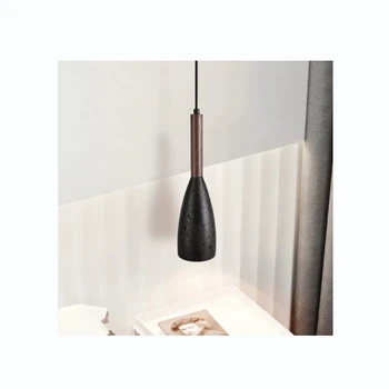 D7465-BK travertine black marble stone decor hanging pendant light lamp lightings for dining room