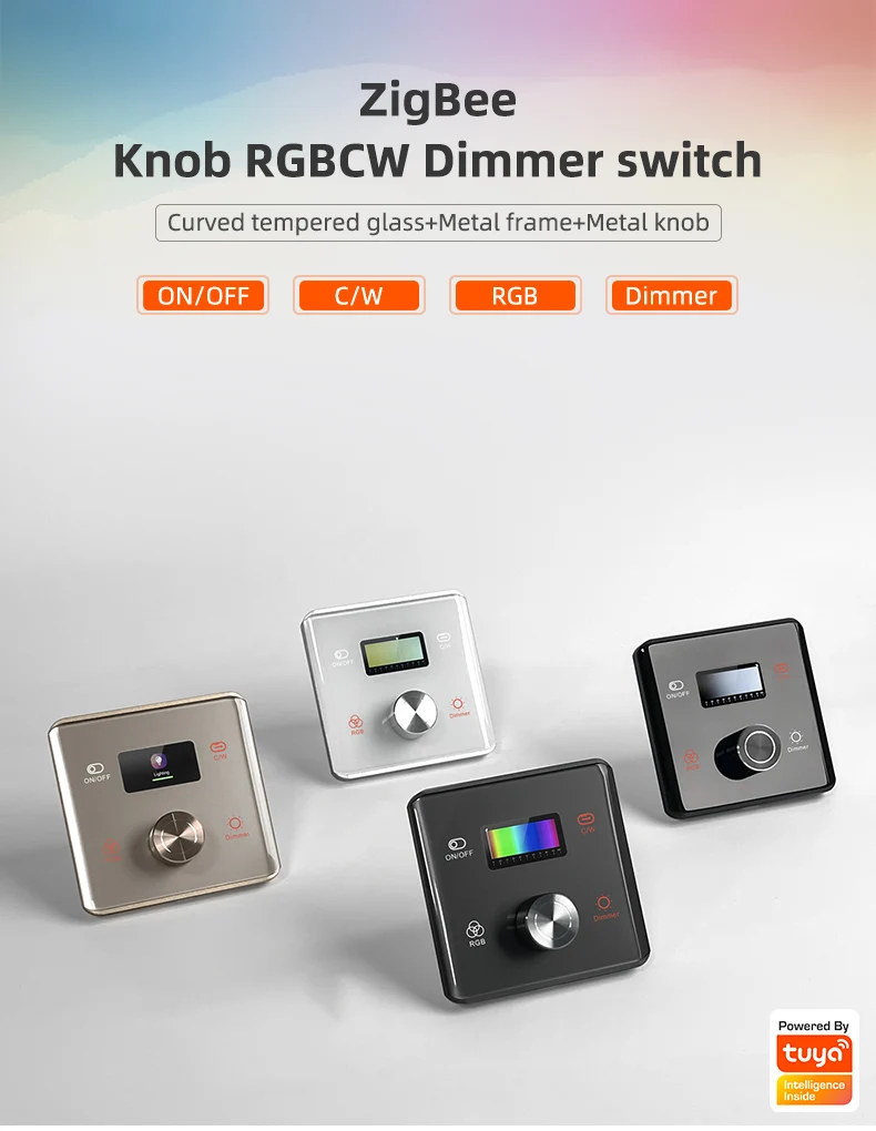 Tuya RGBCW Smart Lighting Switch Zigbee Knob Wireless Dimmer Led Controller Downlight Spotlight Strip Adjuster EU UK