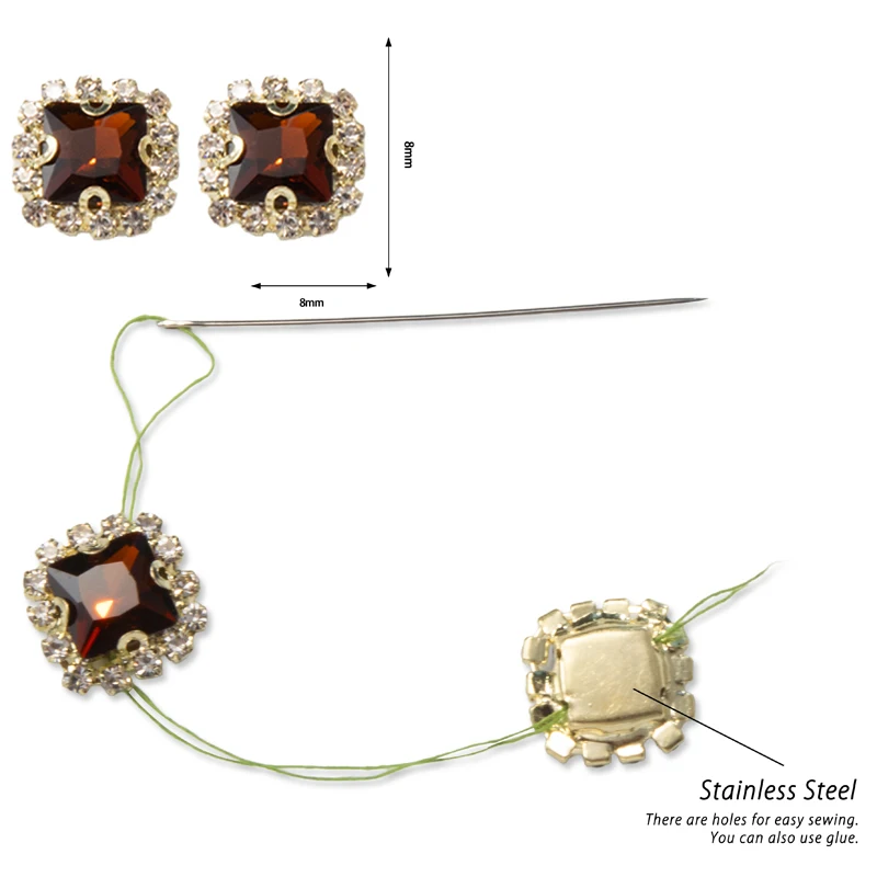 Nickel-Free Eco-Friendly Glass Rectangle Flatback Sew-On Loose Rhinestones Customized Color Size for Shoes Hats Bags Garments - Image 2