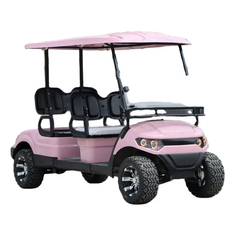 Brilhante, altamente personalizável, atraente, Parison 4 lugares, 4 rodas, carrinhos de golfe rápidos, rosa, bateria de chumbo a ácido de 48 volts, 2025SDZX12PTPR15101