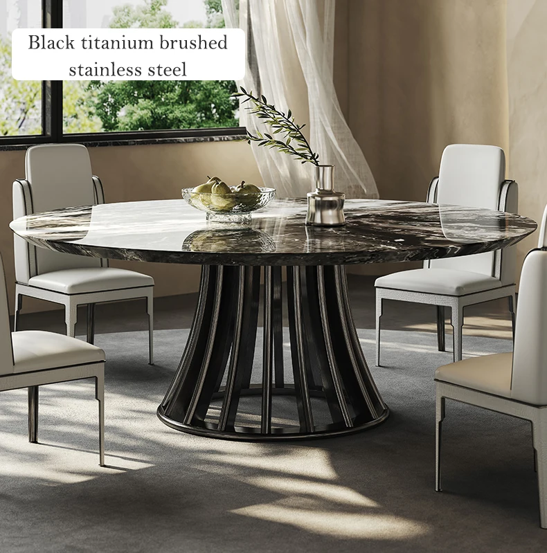 Esion Casa Modern Design With Turntable Round Dining Table Set 6 Chairs