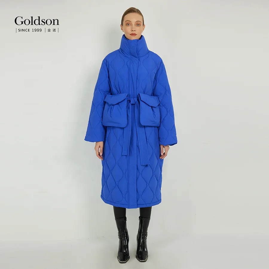 New Arrival Custom Logo Iconic Down Coat Knee Length Onion Cut Women White Duck Down Jacket for Winter
